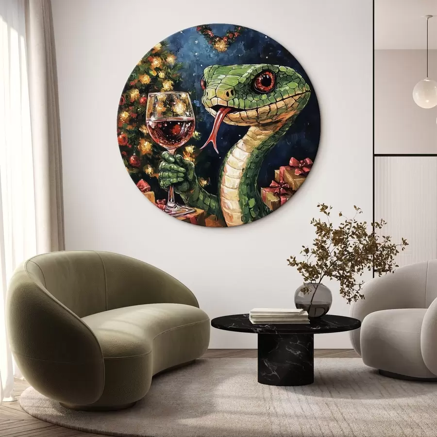 carta da parati Un serpente con un bicchiere di vino festeggia il nuovo anno nr. r42106