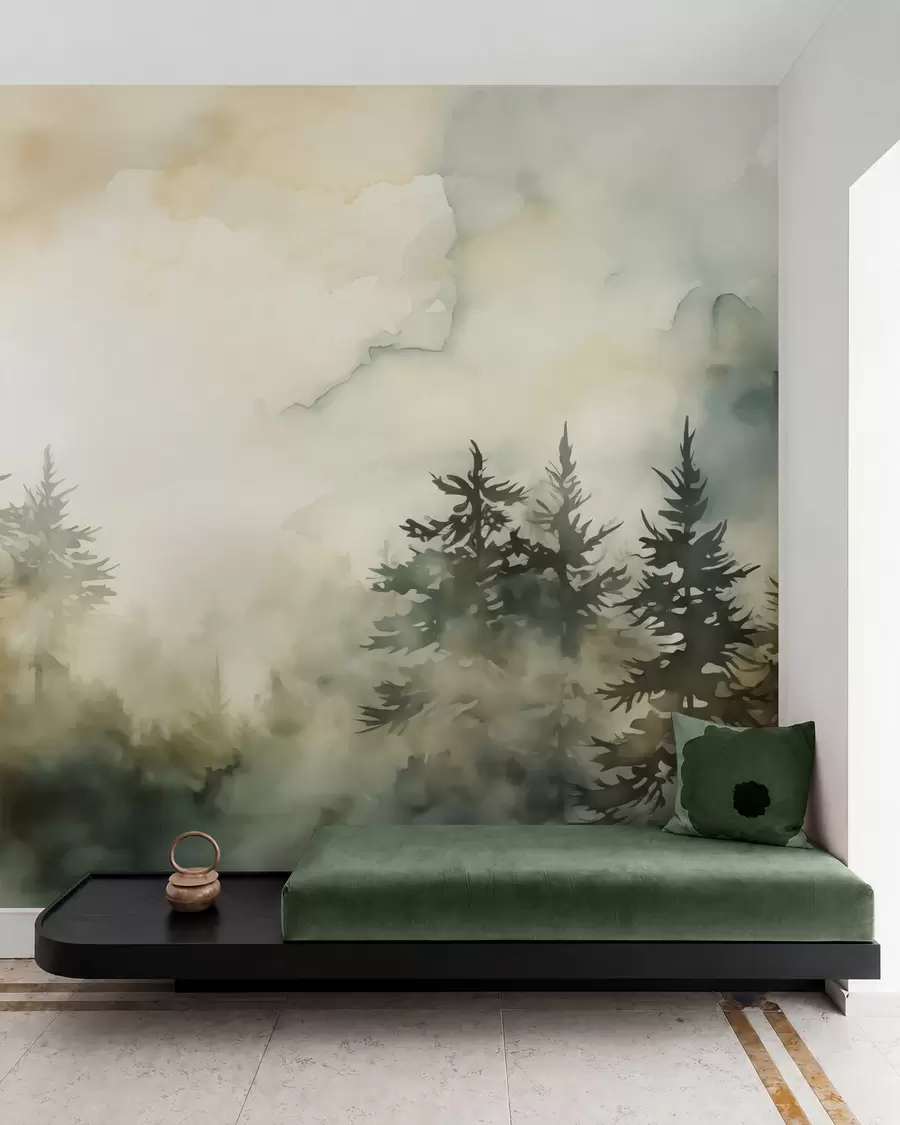 Carta da parati nature Imitazione della foresta pittura acquerello 