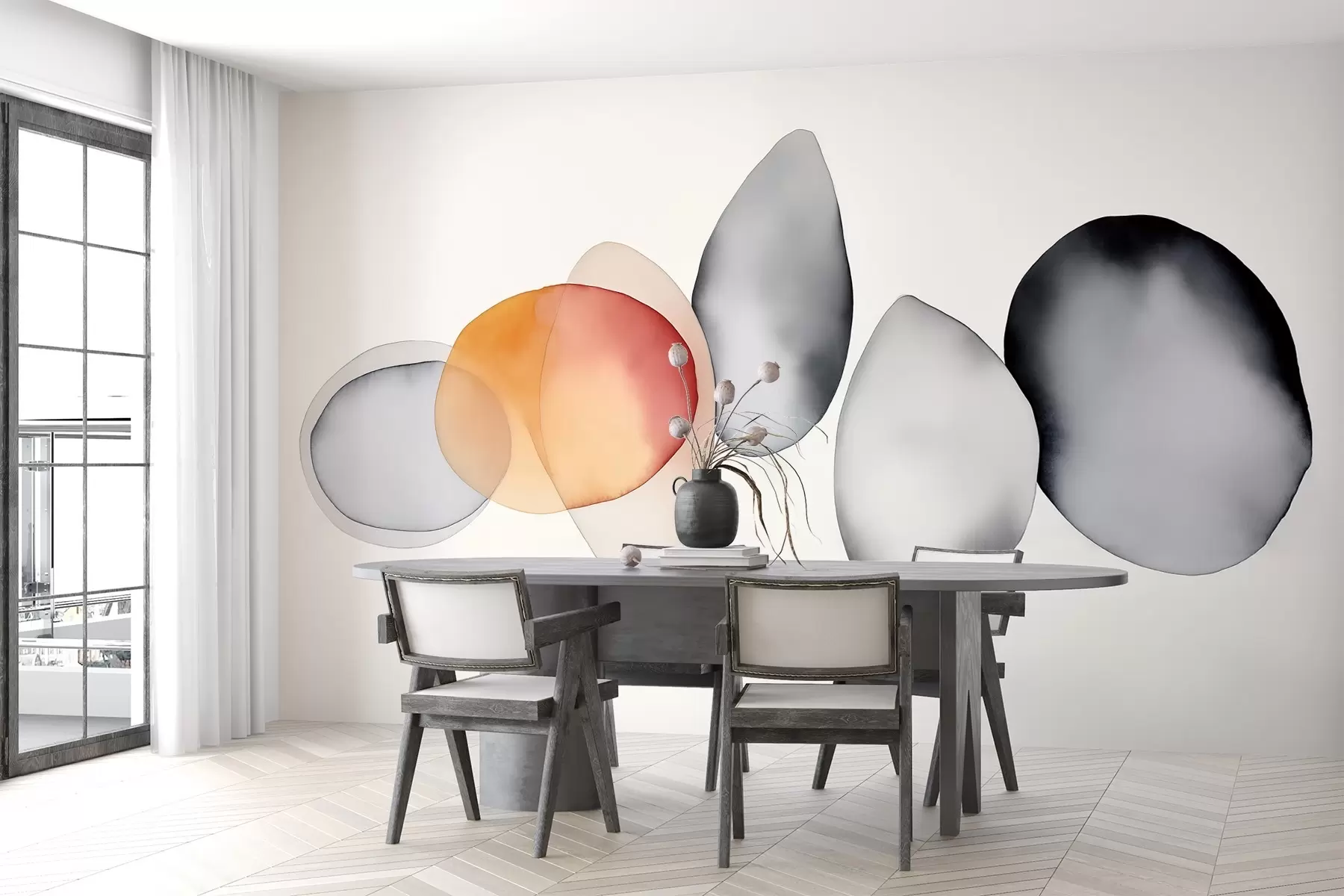 carta da parati Composizione astratta di macchie ad imitazione dell'acquerello nr. w02475