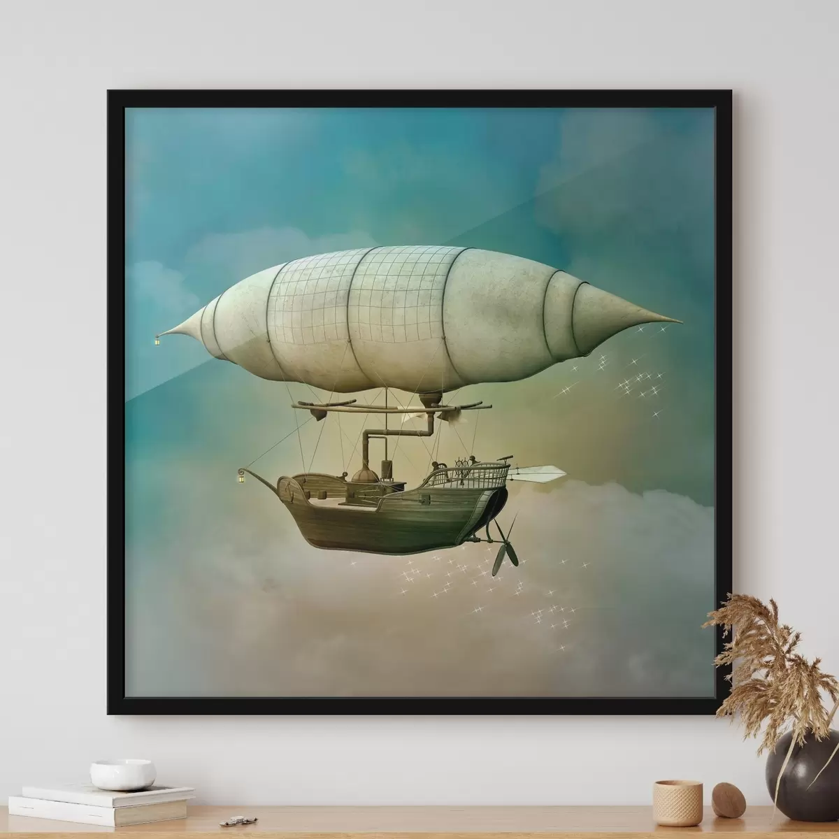 Poster Un dirigibile steampunk nel cielo f36706