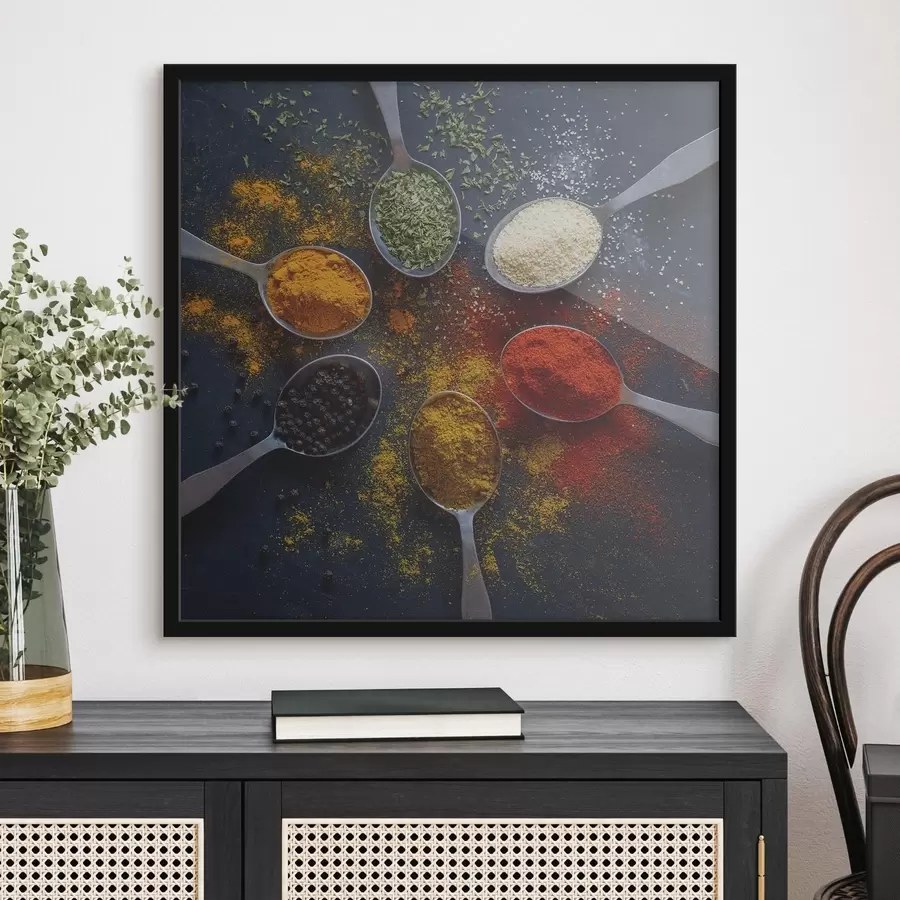 carta da parati Gruppo di cucchiai con diverse spezie nr. f37046