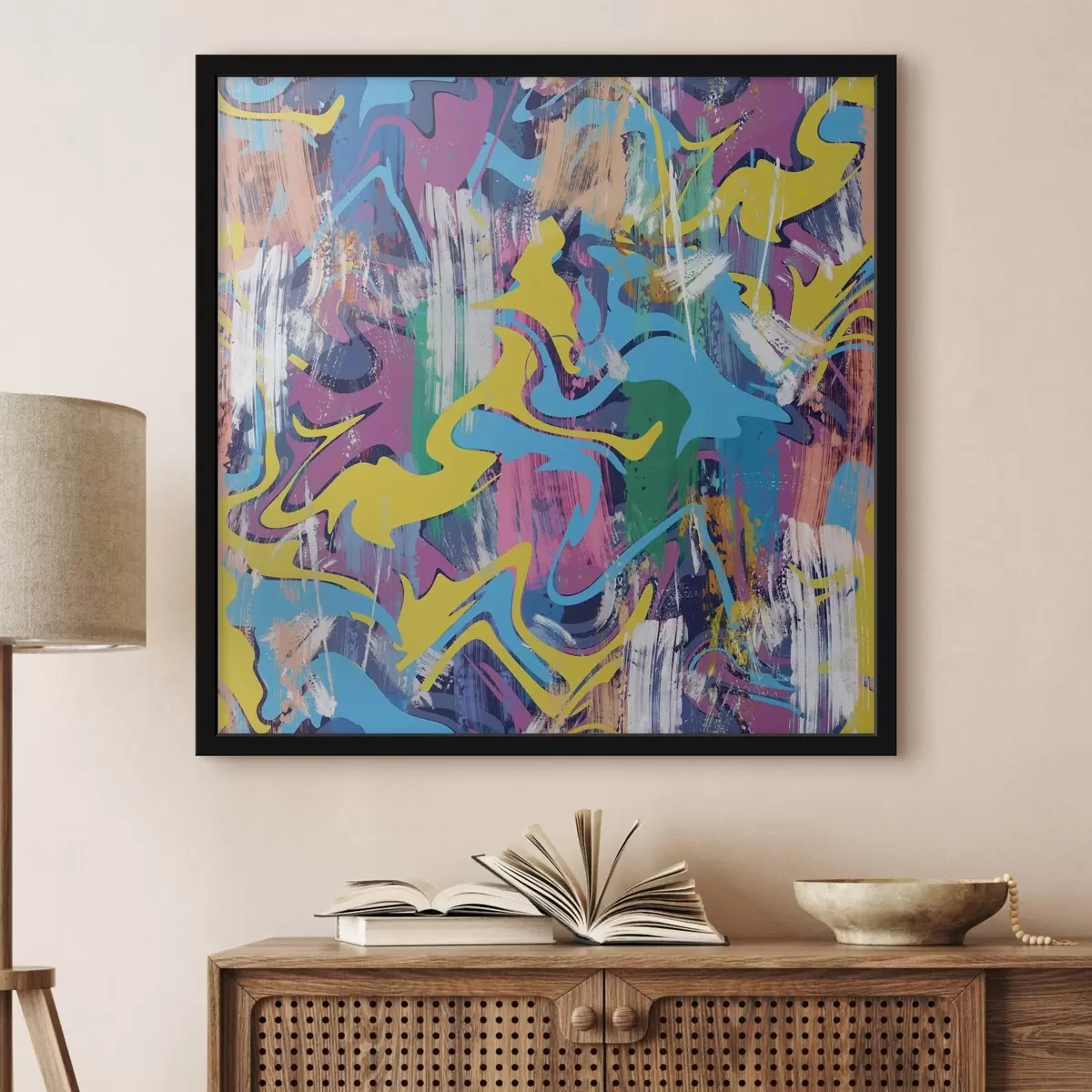 Poster Motivo colorato con pennellate f37056