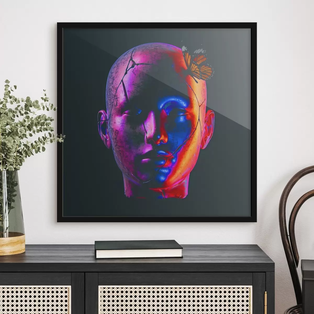 Poster Volto colorato diviso dall'oscurità f37289