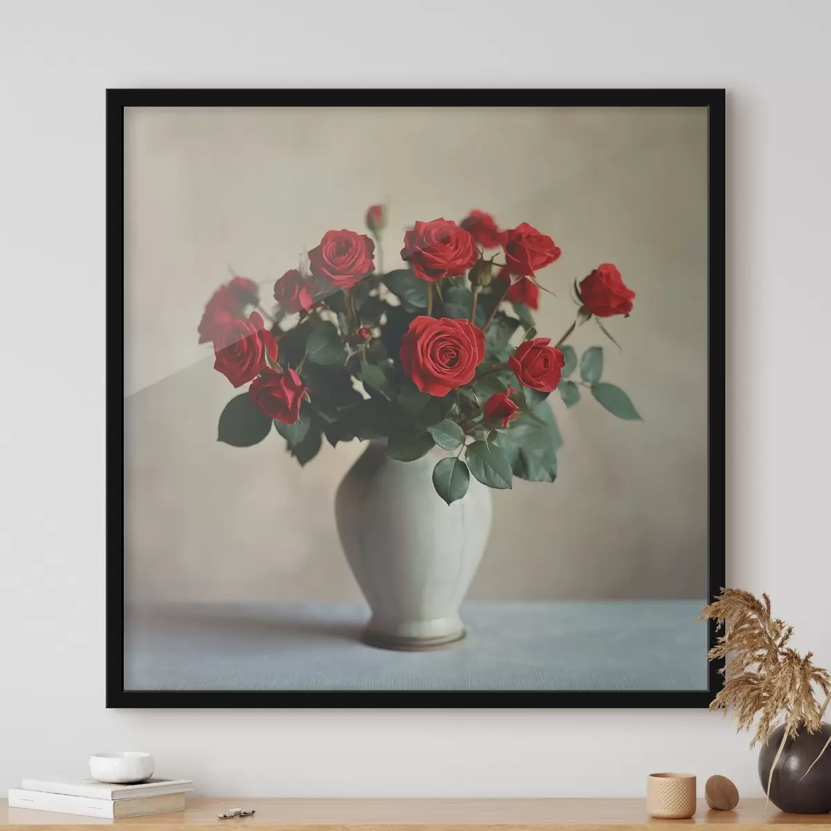 Poster Vaso con rose rosse f37377