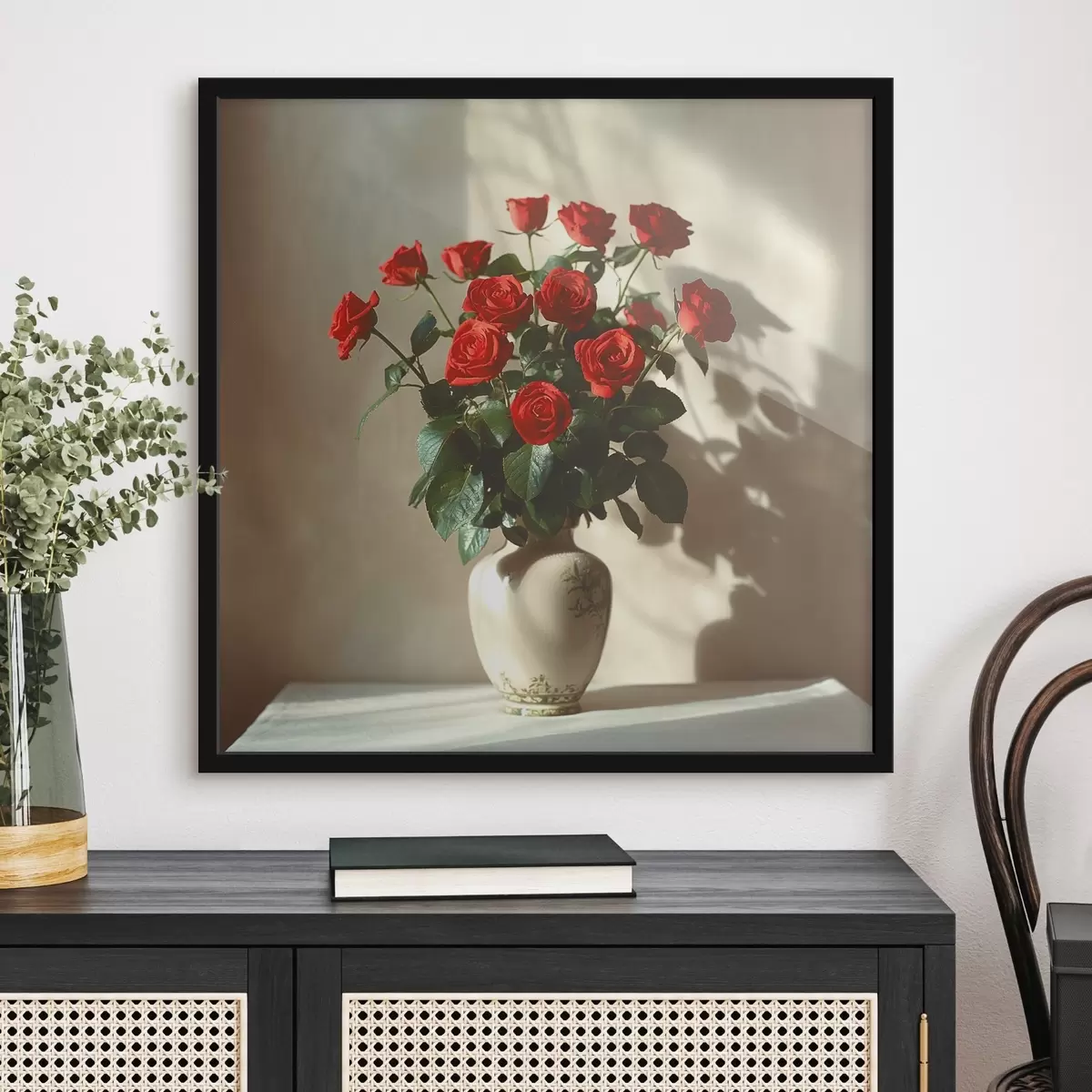 Poster Vaso con rose rosse f37378