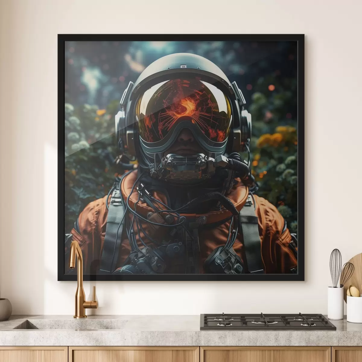 Poster Persona con tuta spaziale e casco f37390