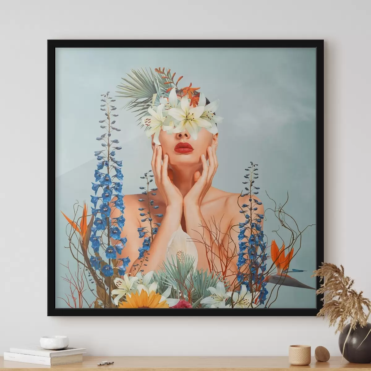 Poster Donna con fiori intorno al viso f37477