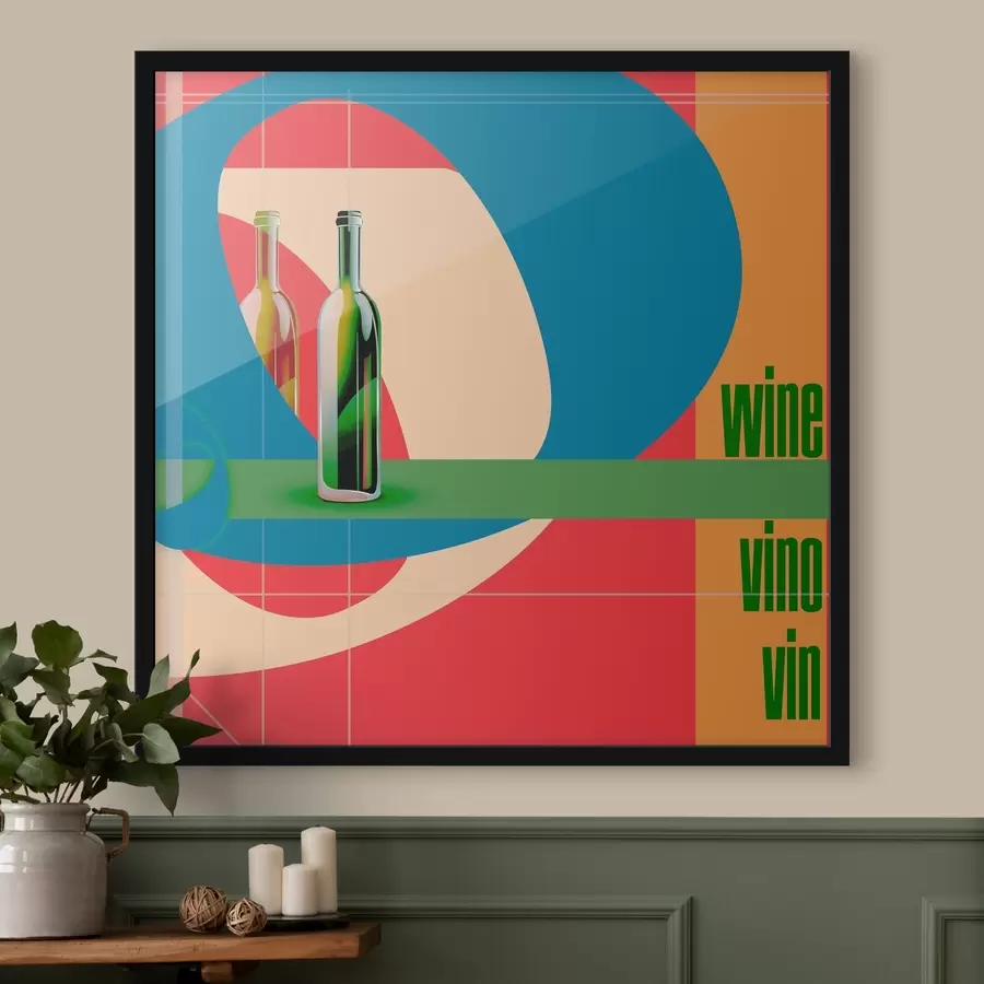 carta da parati Bottiglia di vino su sfondo colorato nr. f37639