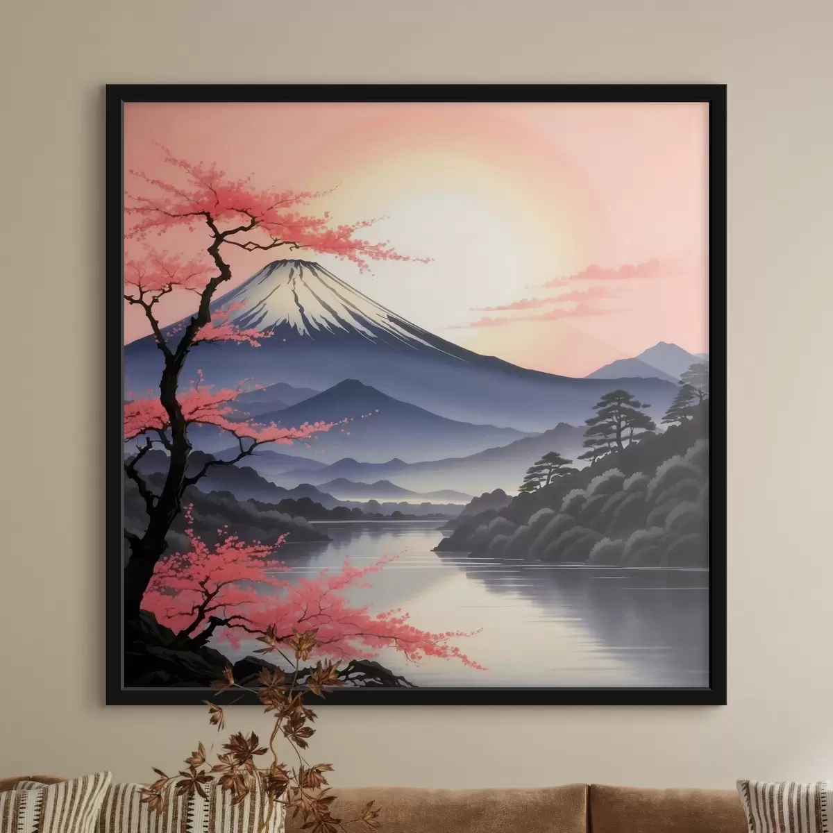 Poster Montagna con lago e alberi f38100