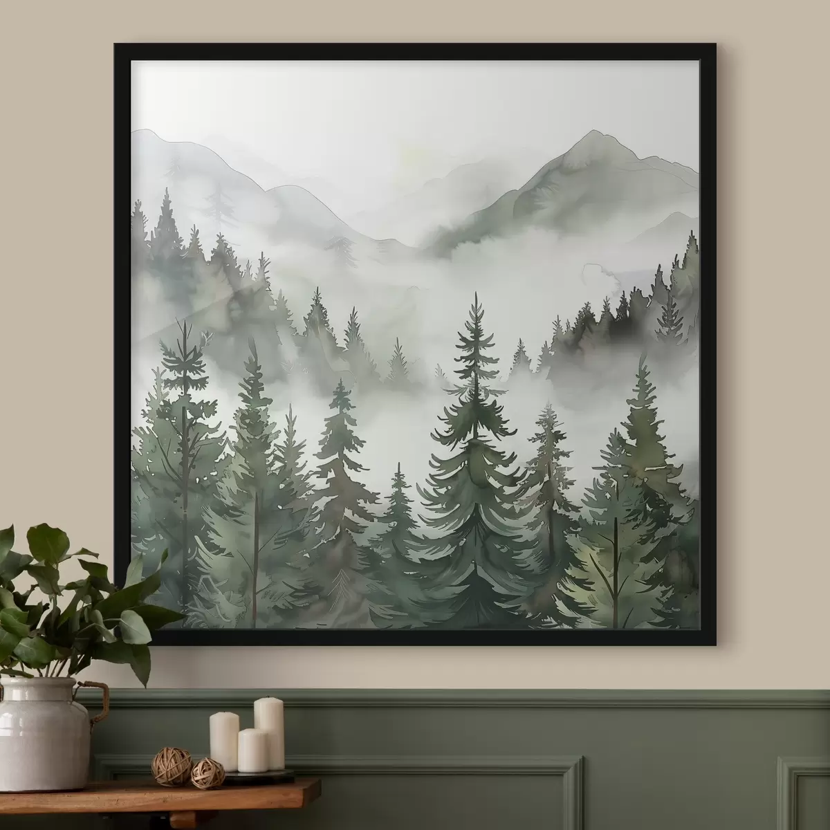 Poster Paesaggio di alberi e montagne f38139