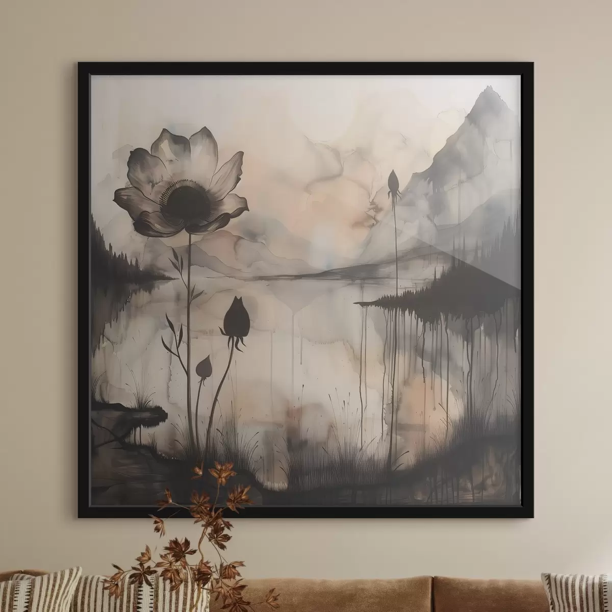 Poster Immagine di un fiore e di un lago f38161