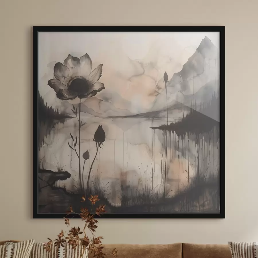 carta da parati Immagine di un fiore e di un lago nr. f38161