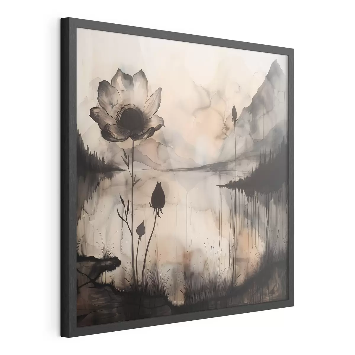 Poster Immagine di un fiore e di un lago f38161