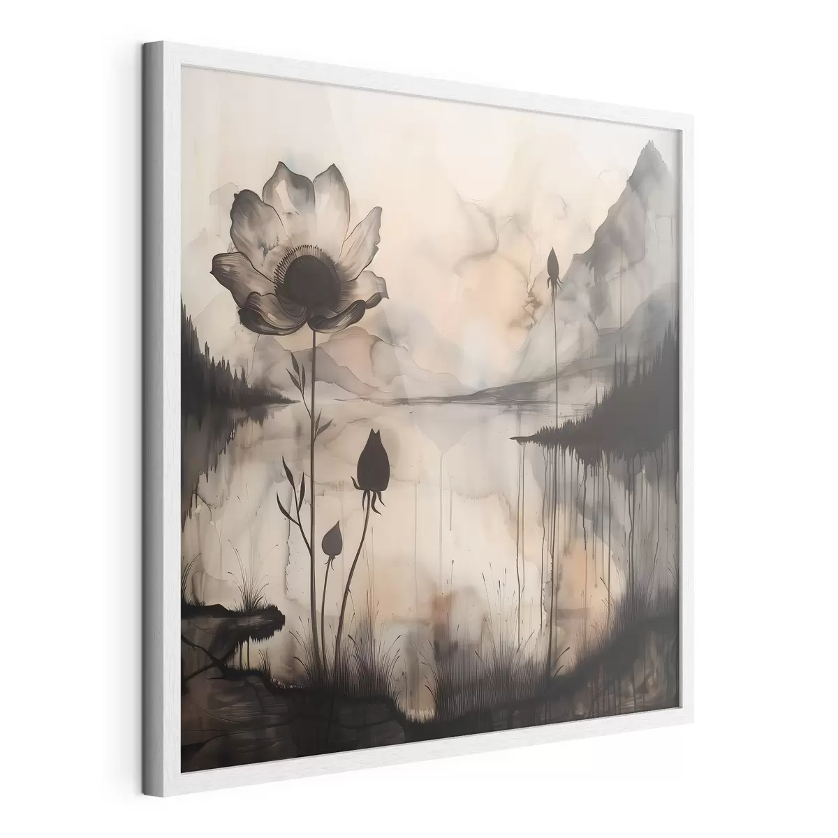 Poster Immagine di un fiore e di un lago f38161