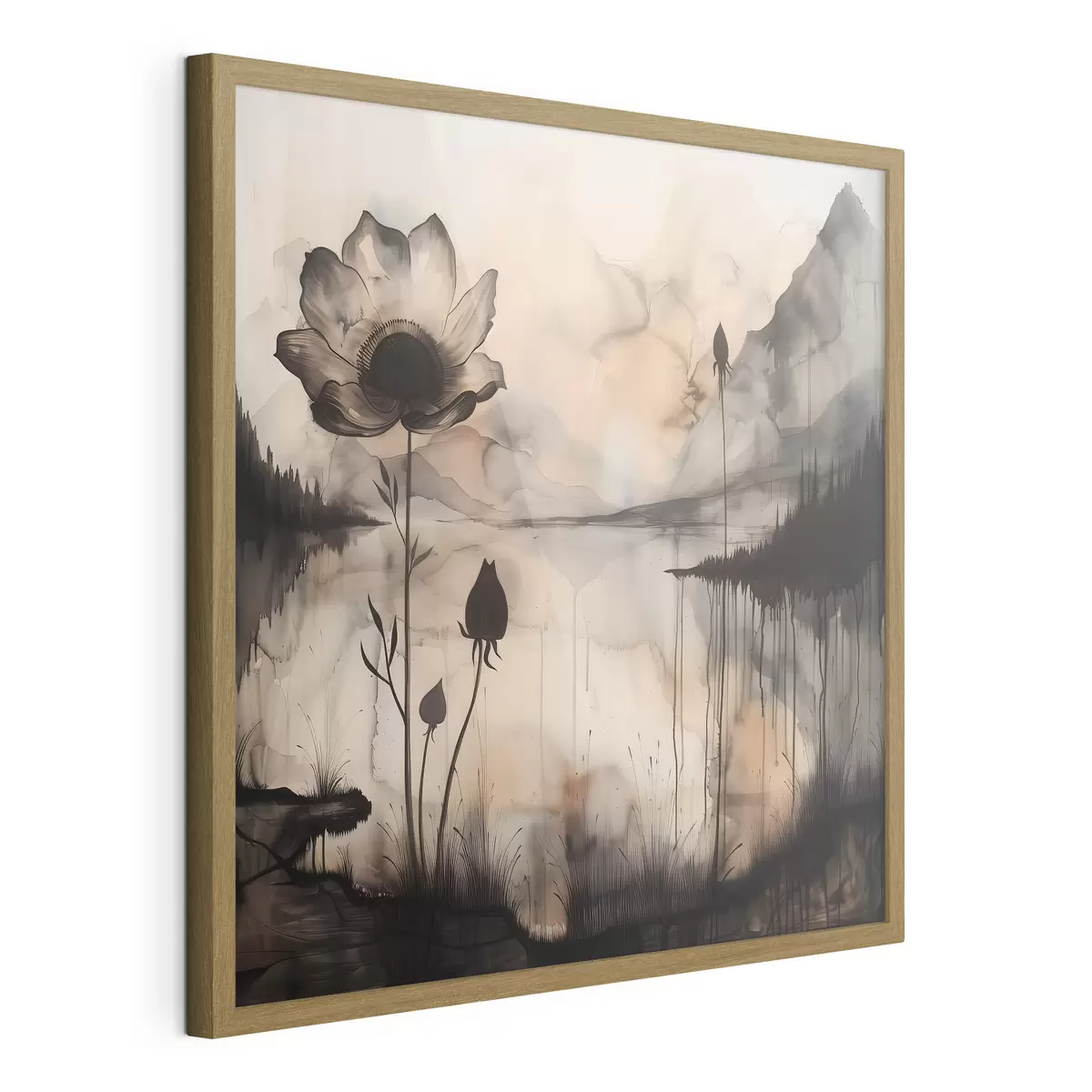 Poster Immagine di un fiore e di un lago f38161