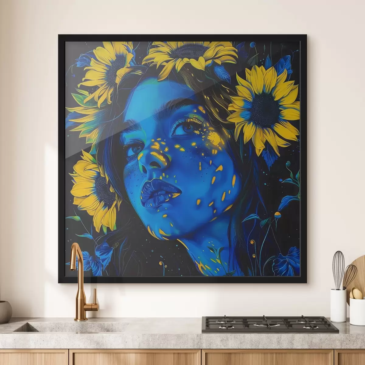 Poster Donna con girasoli tra i capelli f38504