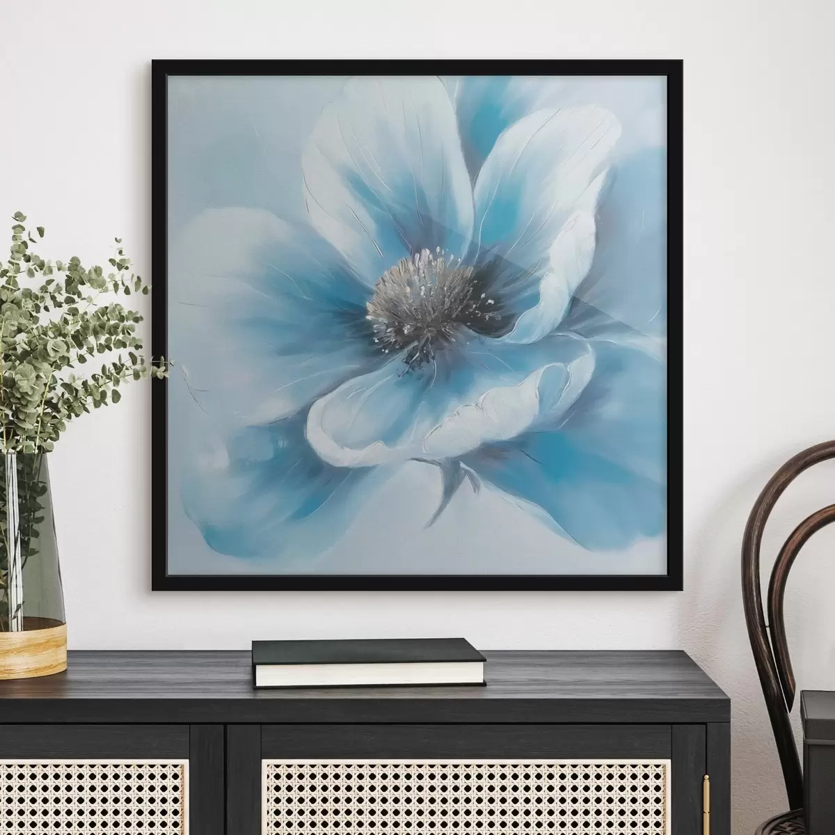 Poster Delicato fiore blu dalle tonalità tenui f38927