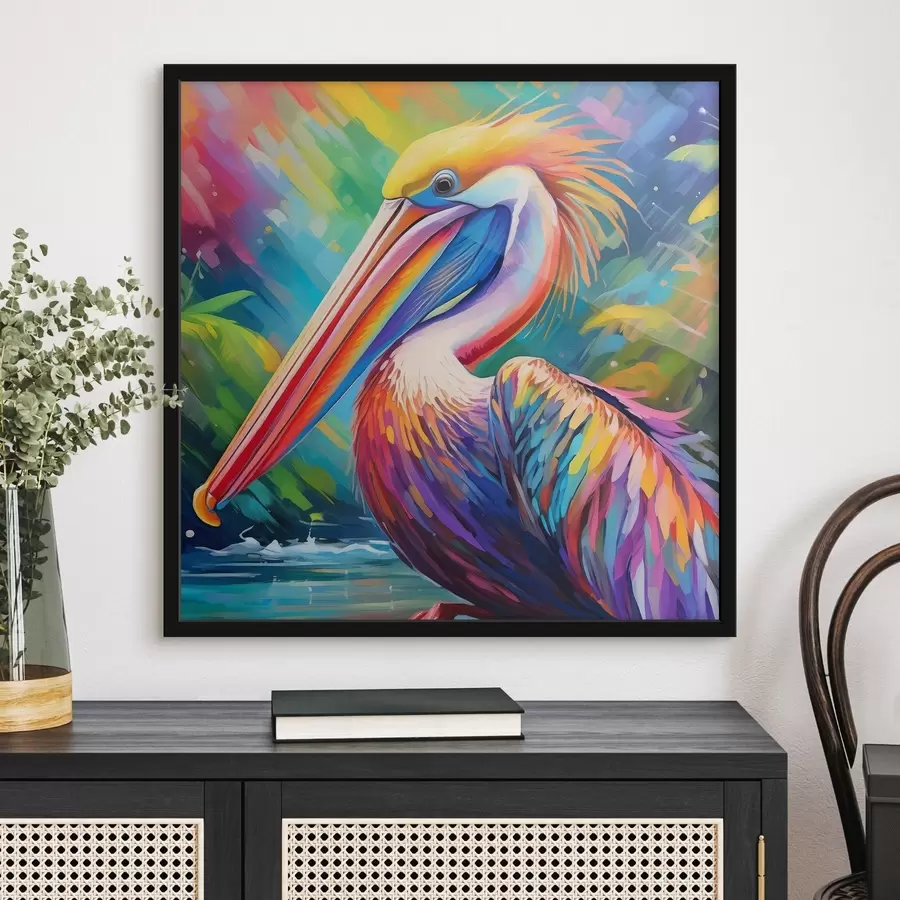 carta da parati Un pellicano vivace in un ambiente colorato nr. f39054