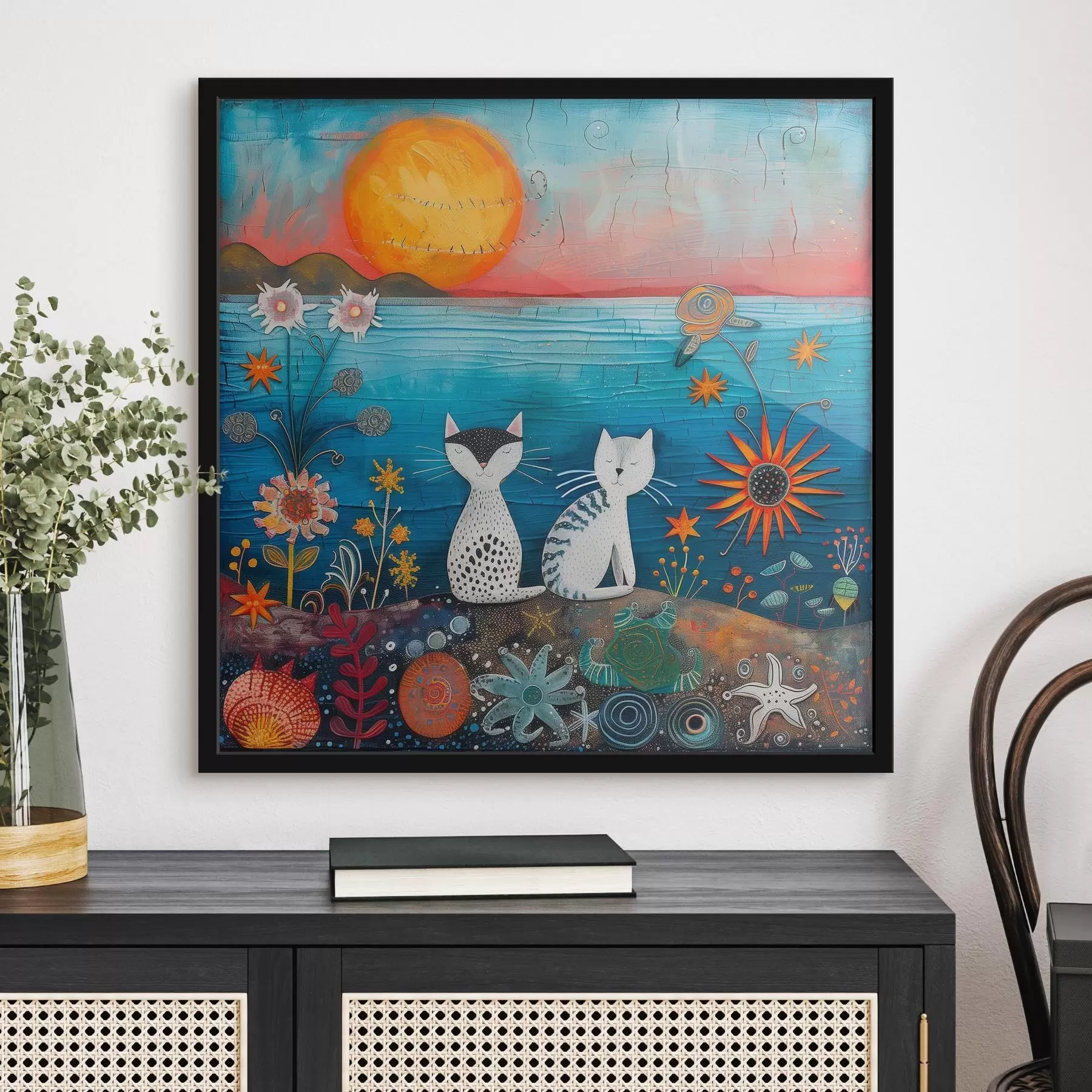 carta da parati Gatti giocherelloni in riva al mare vivace nr. f39085