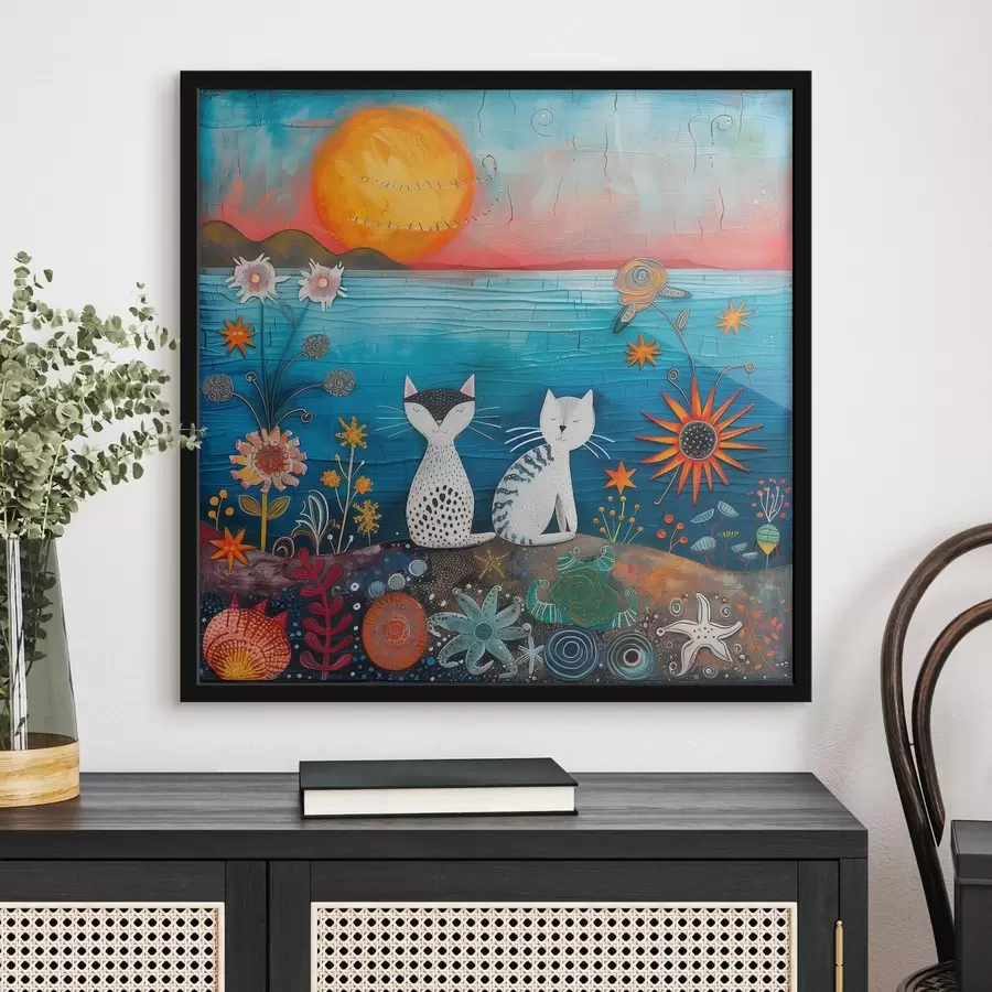 carta da parati Gatti giocherelloni in riva al mare vivace nr. f39085