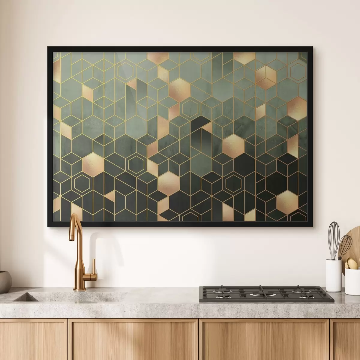 Poster Eleganza geometrica smeraldo e ambra f36602v2