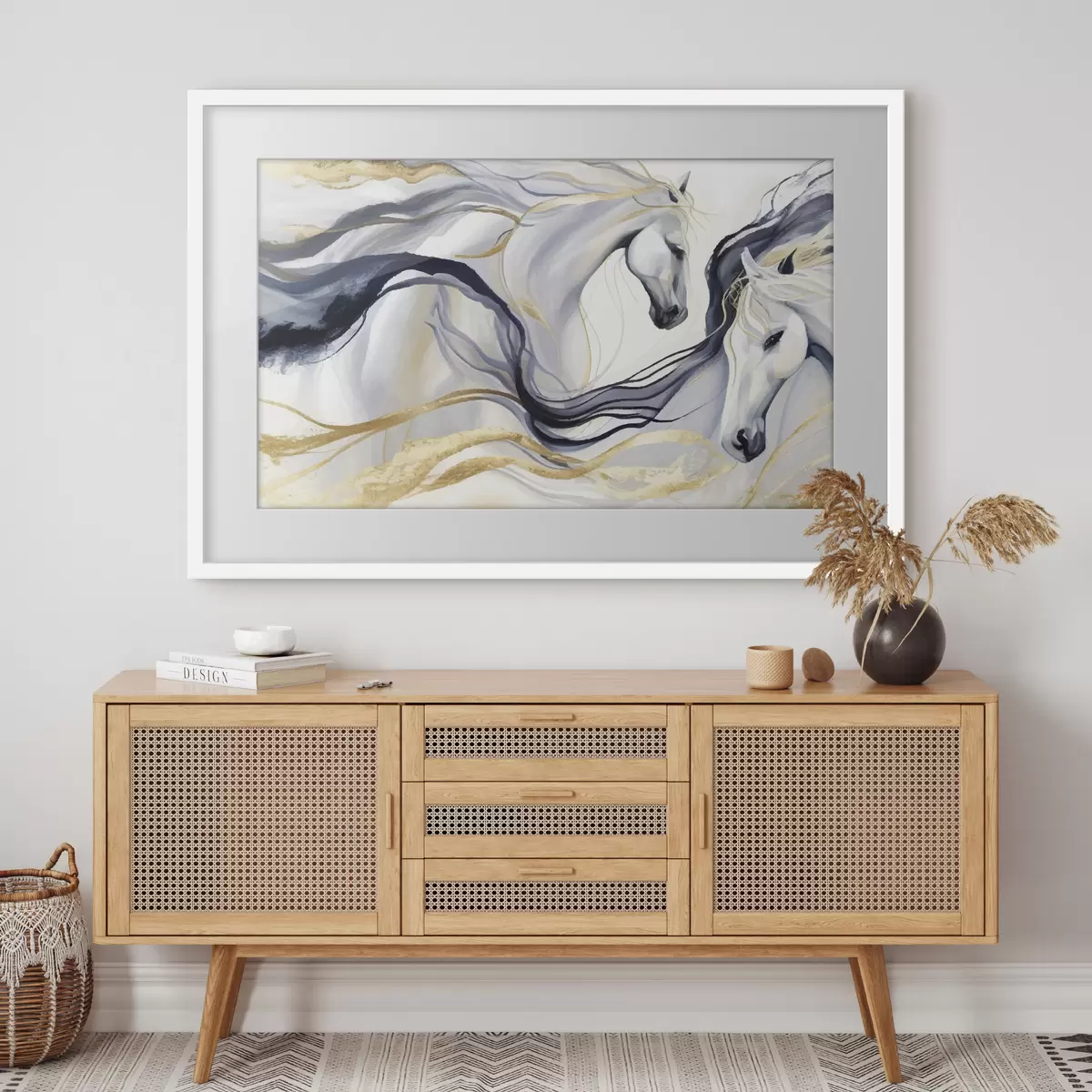 Poster Coppia di cavalli astratti con accenti f36623
