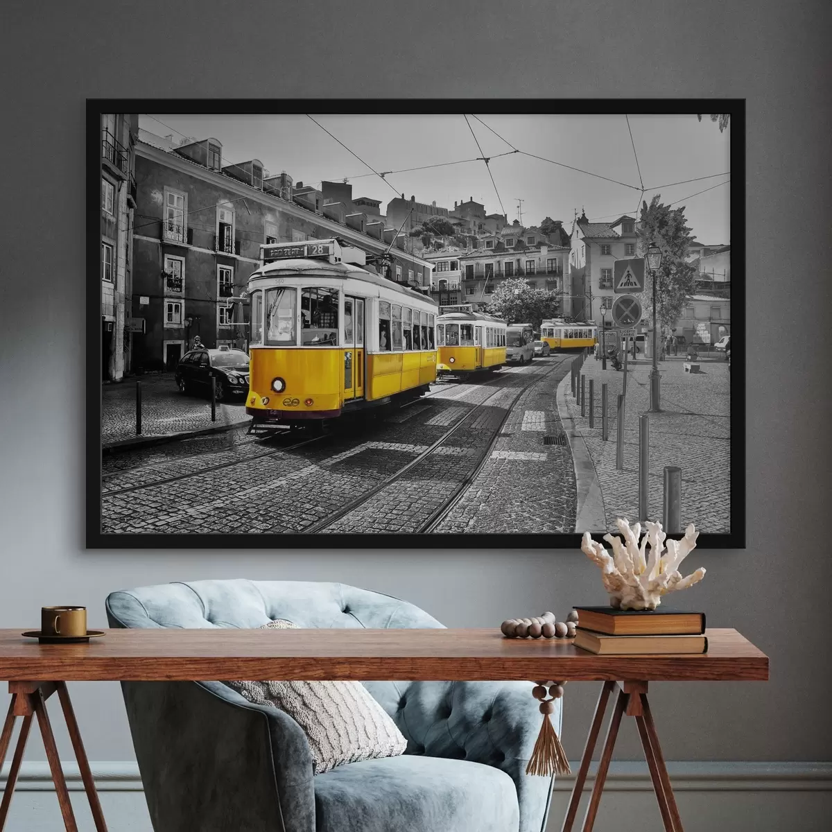 Poster Carrello giallo sulla strada f36708