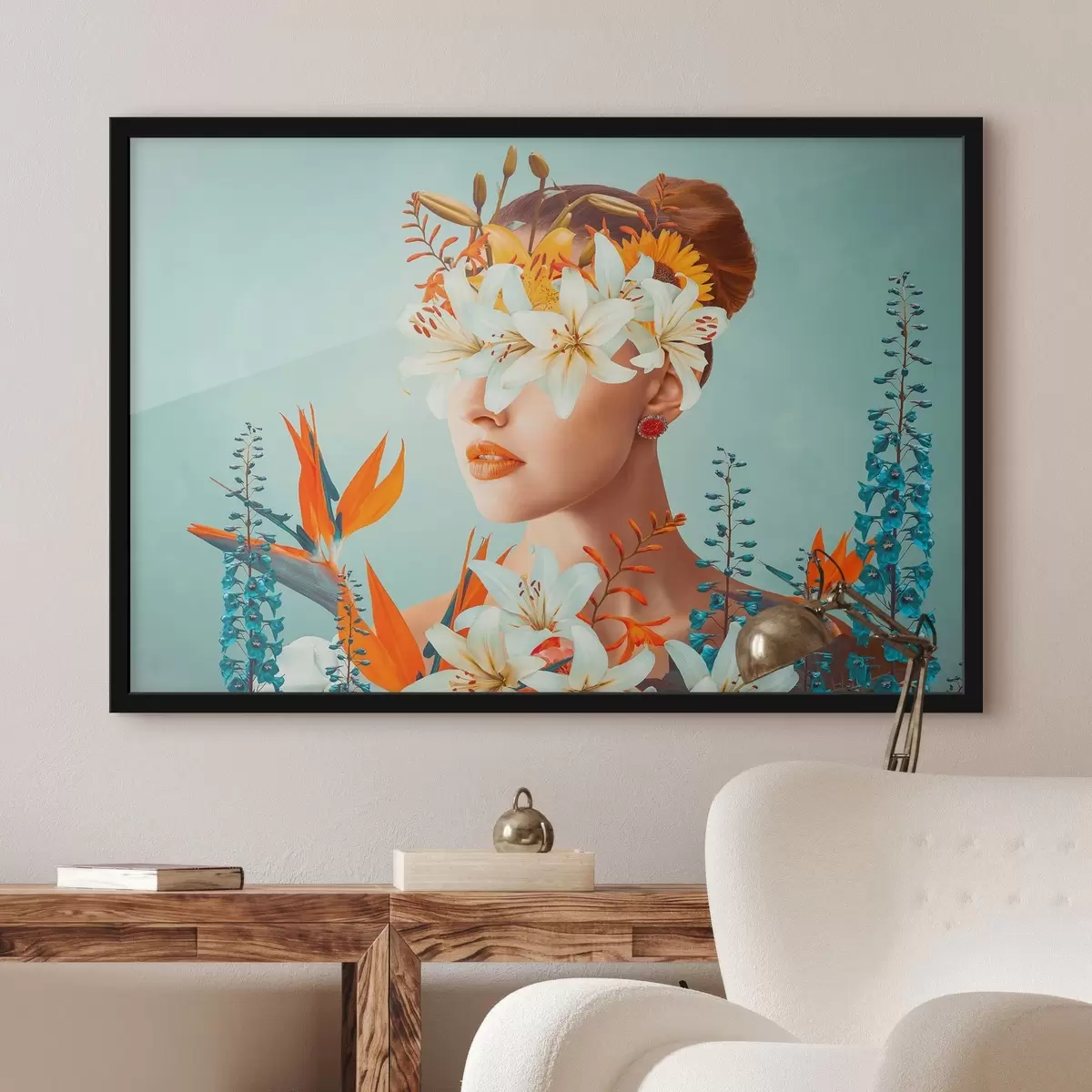 Poster Donna con fiori intorno agli occhi f37480