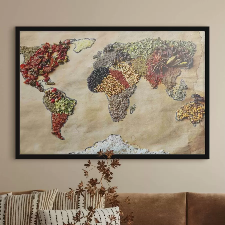 carta da parati Mappa del mondo composta da diverse spezie nr. f37486