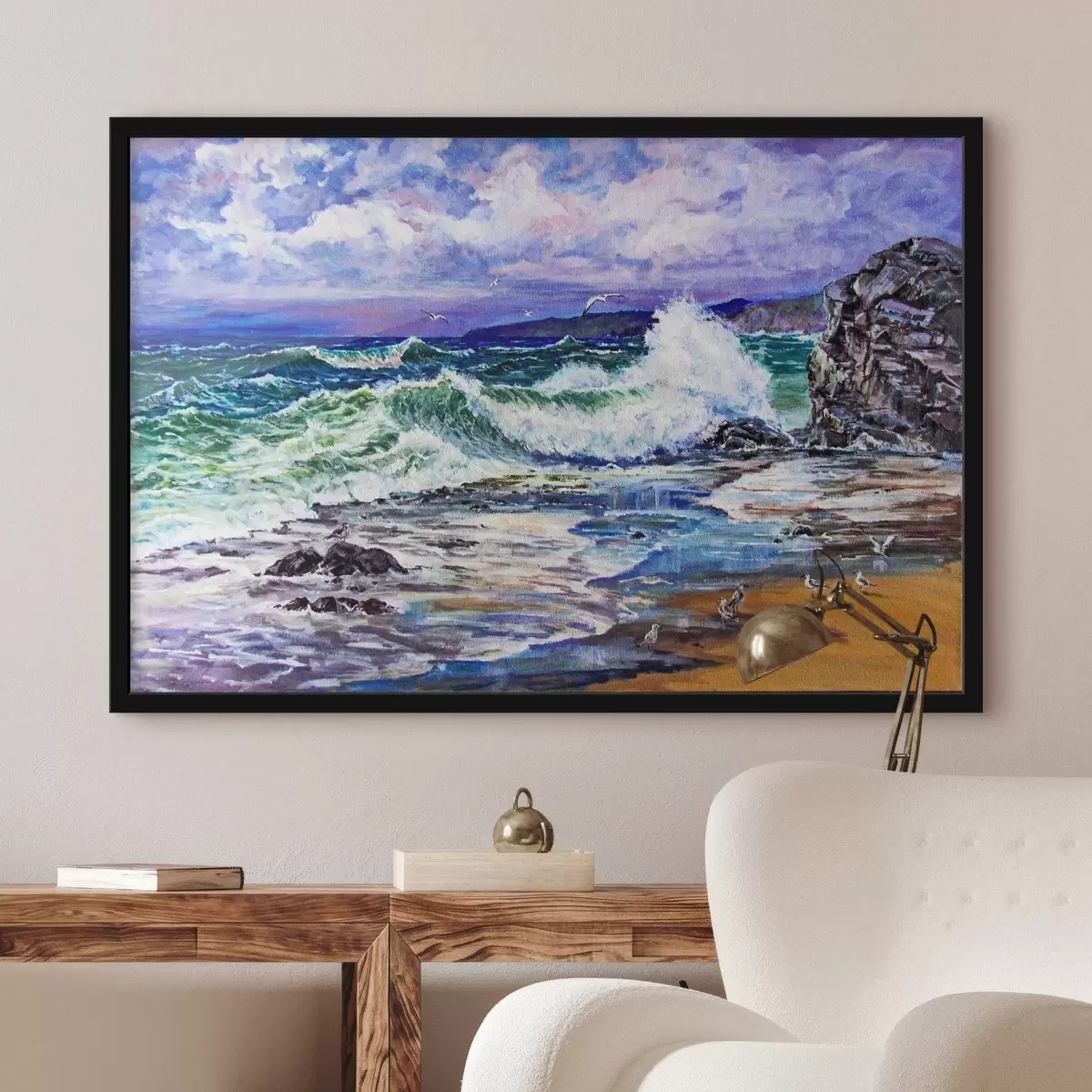 Poster Immagine che mostra le onde che si infrangono sulla spiaggia f37785