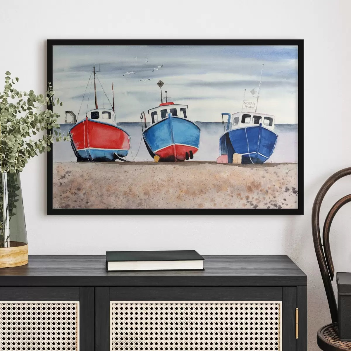 Poster Tre barche che riposano sulla riva f37787