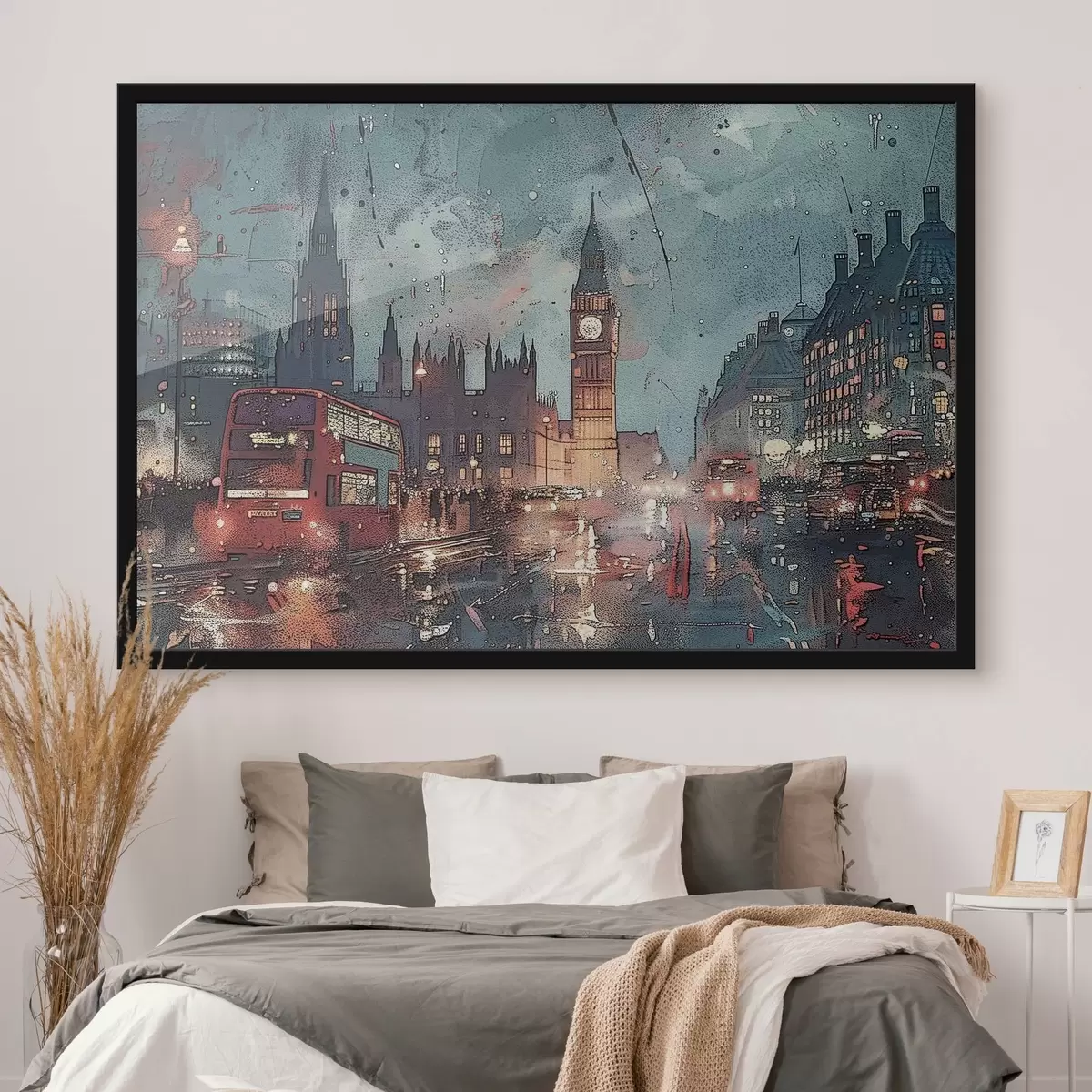 Poster Strada cittadina con torre dell'orologio f38472