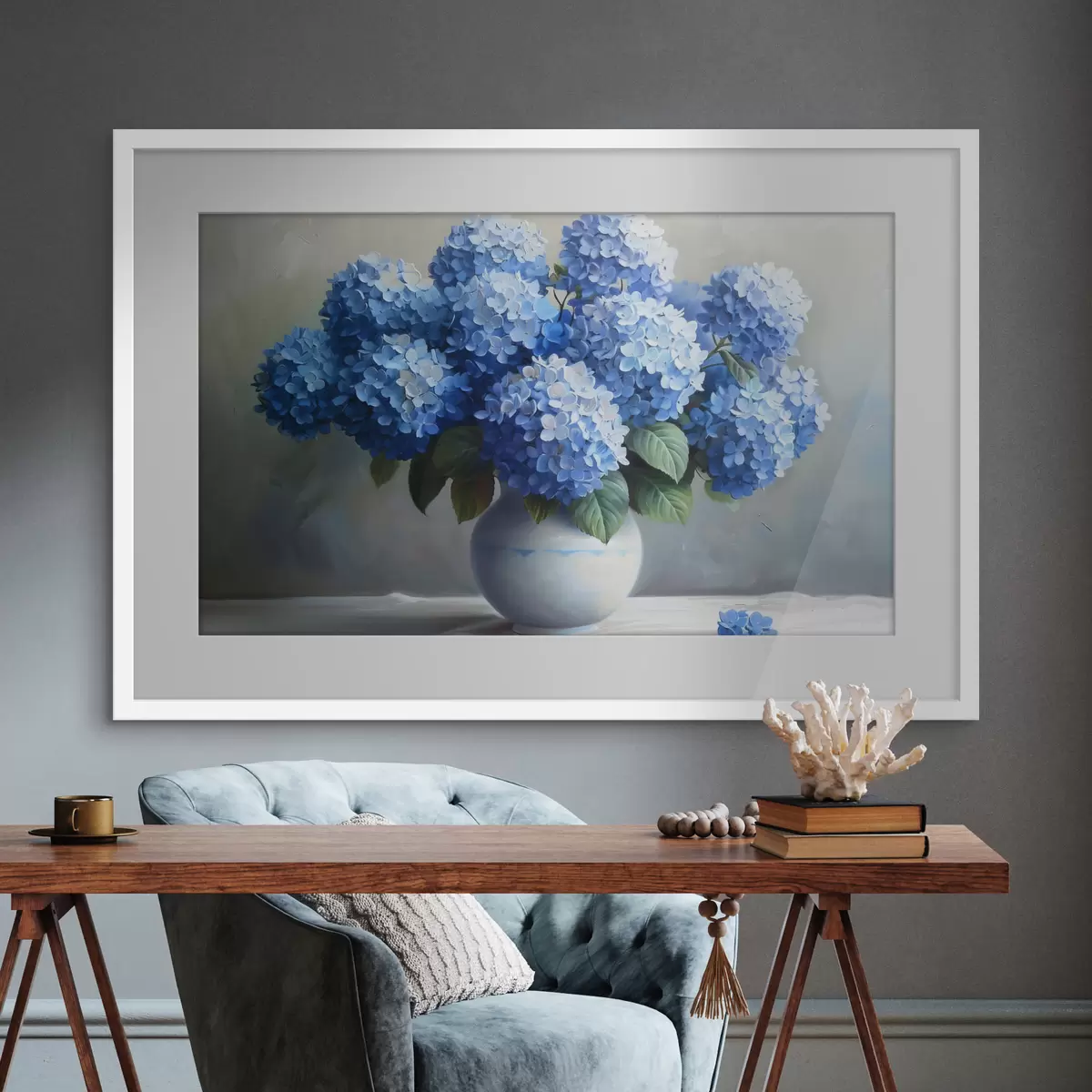 Poster Bellissime ortensie blu in vaso f38696