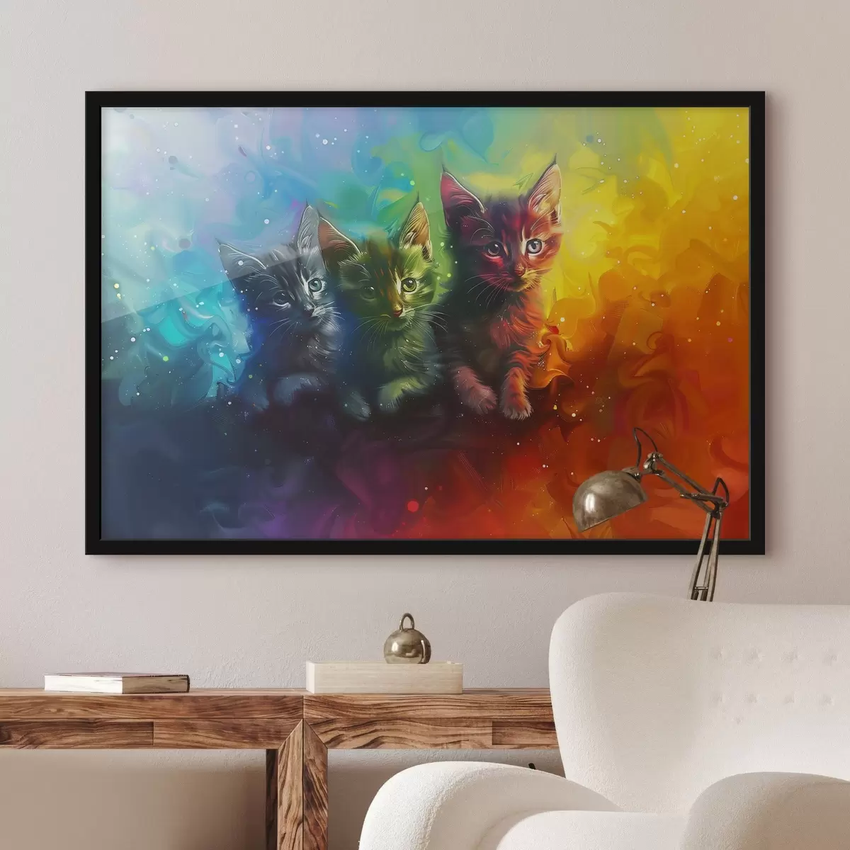 Poster Gattini colorati in un mondo astratto f39083