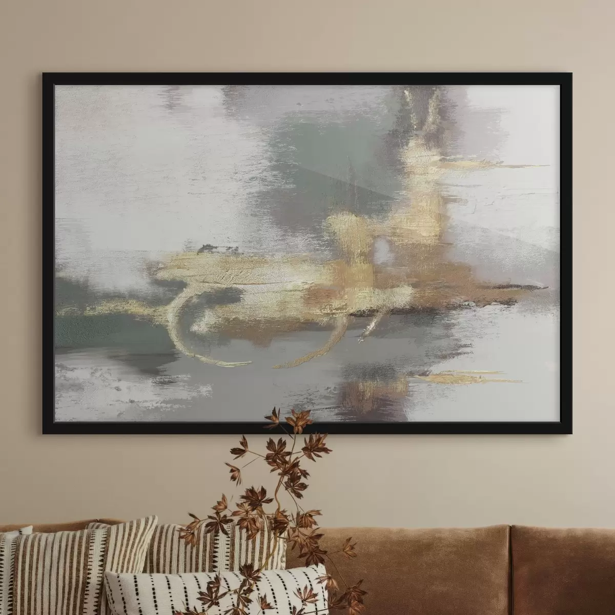 Poster Astrazione grigia strutturata con accenti luminosi f39106