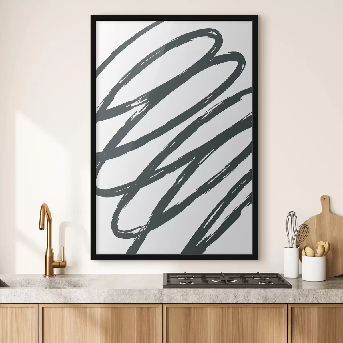 Poster Pennellate astratte in monocromia f36408