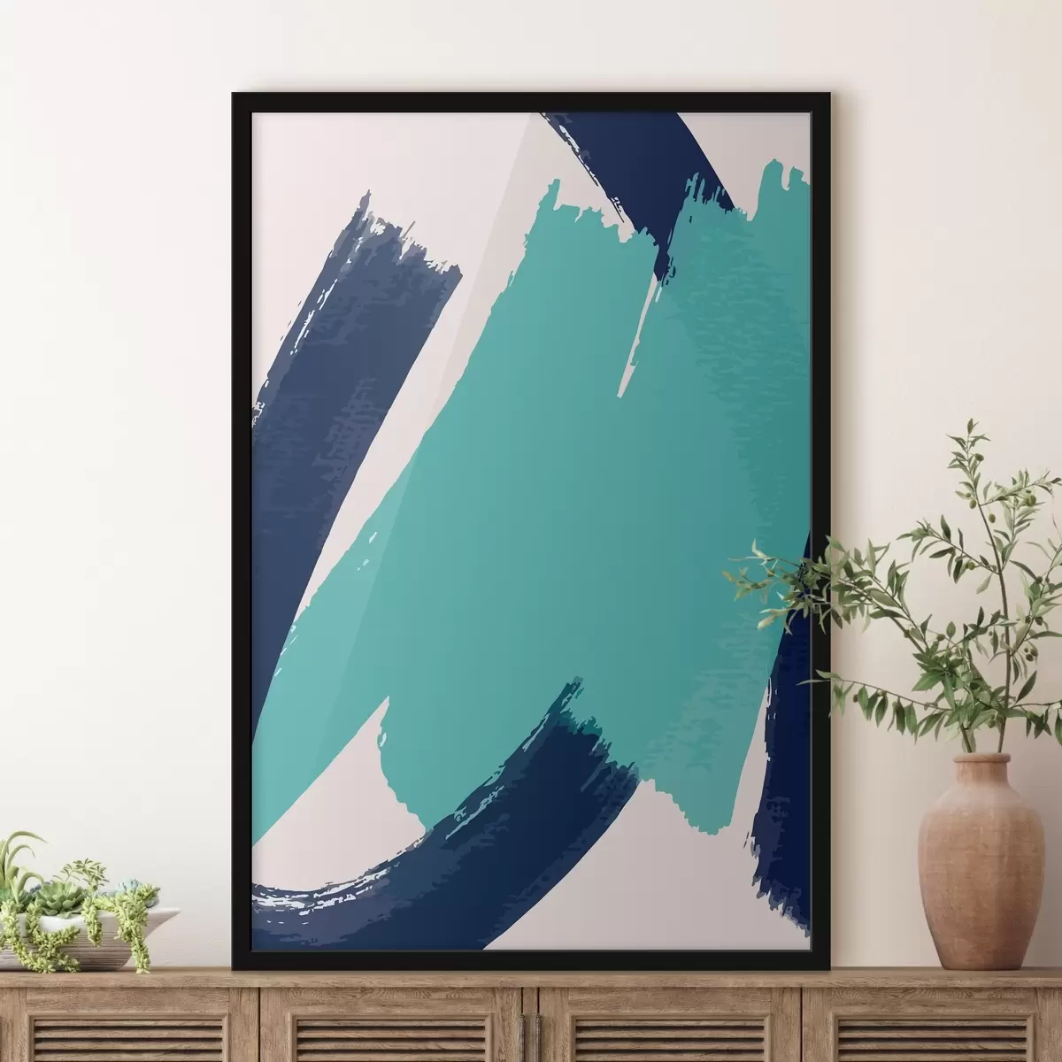 Poster Pennellate di blu e turchese f36416