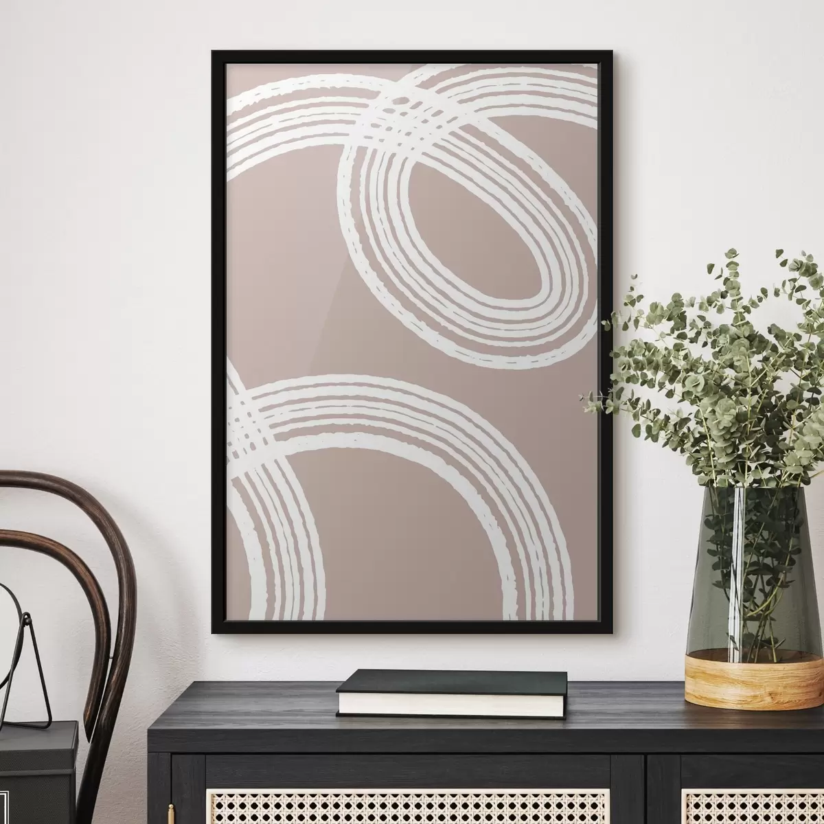 Poster Anelli astratti su tela in grigio scuro f36427
