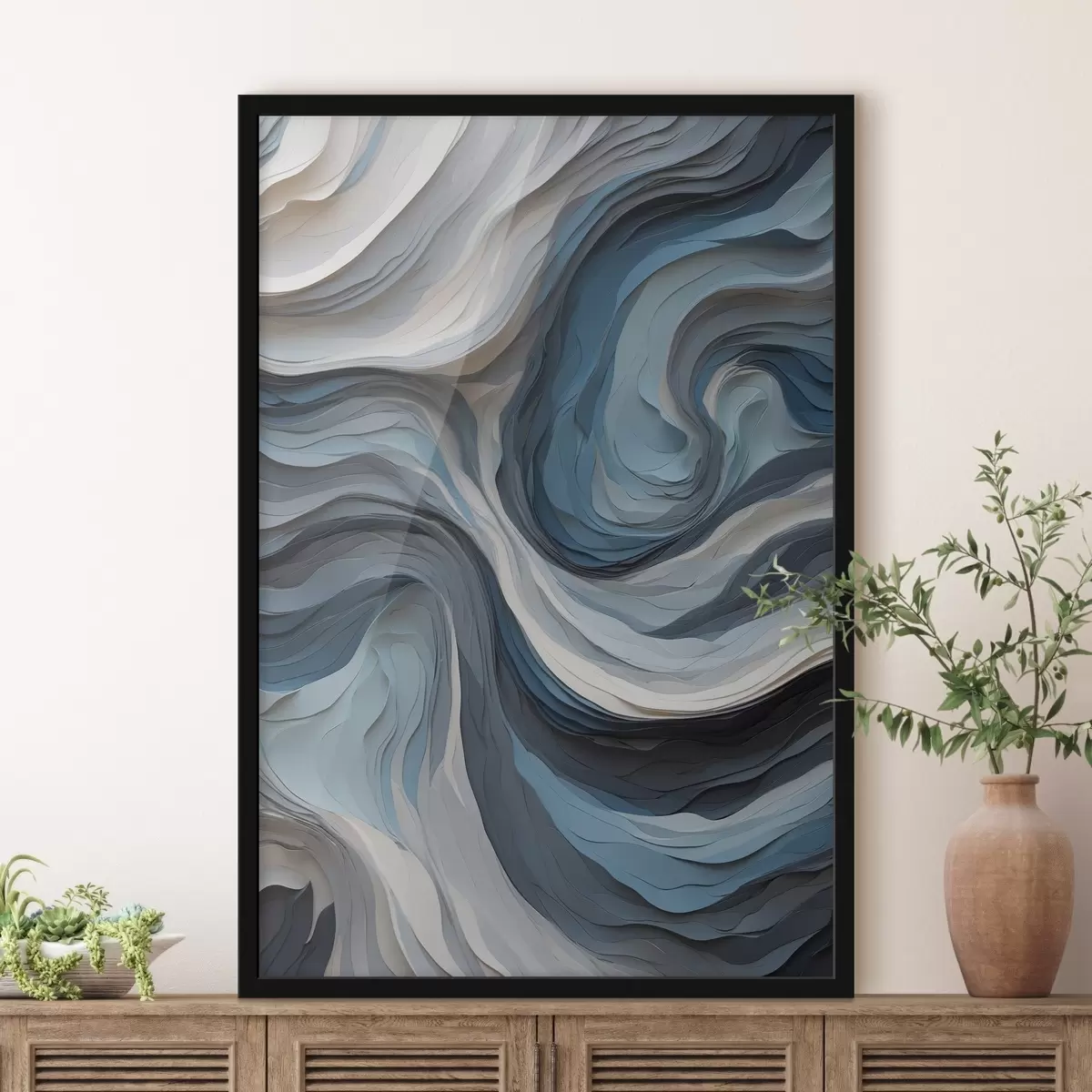 Poster Onde fluenti di calme tonalità di blu f36438