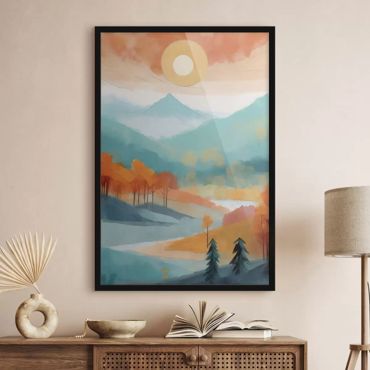 Poster Il calore dell'autunno in un sereno paesaggio di montagna f36506