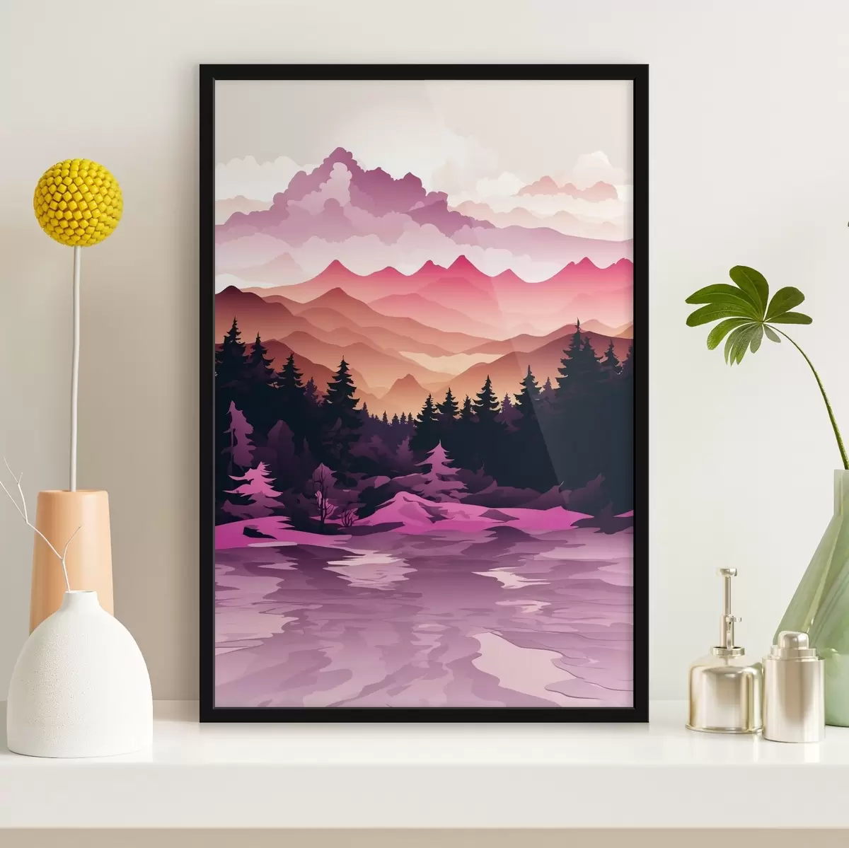 Poster Tramonto sulle montagne tranquille f36528