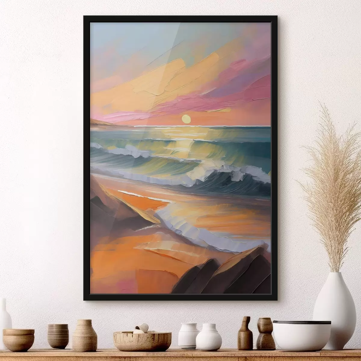 Poster Riflessi del tramonto in pennellate vibranti f36586