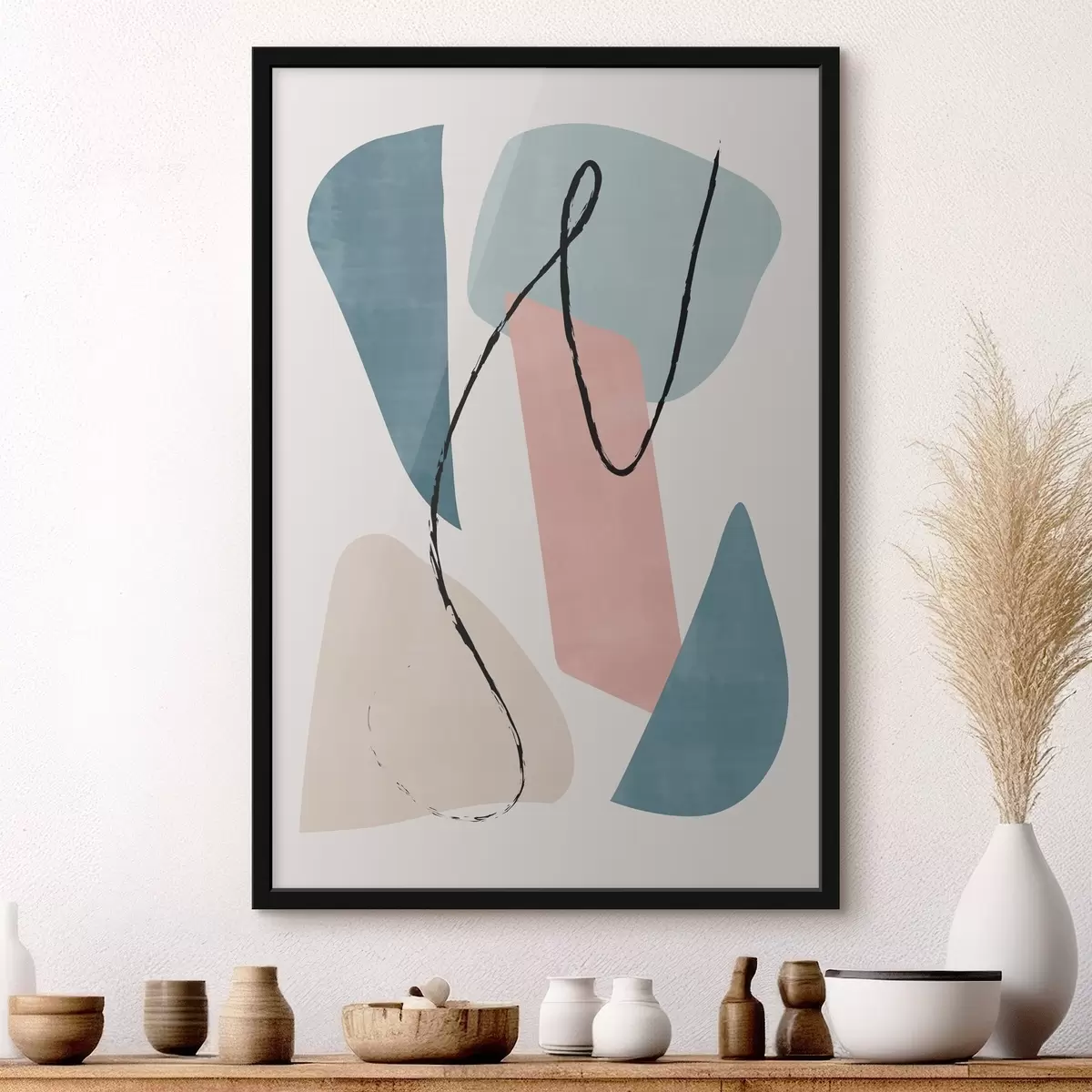 Poster Opera d'arte colorata con linee nere f36650