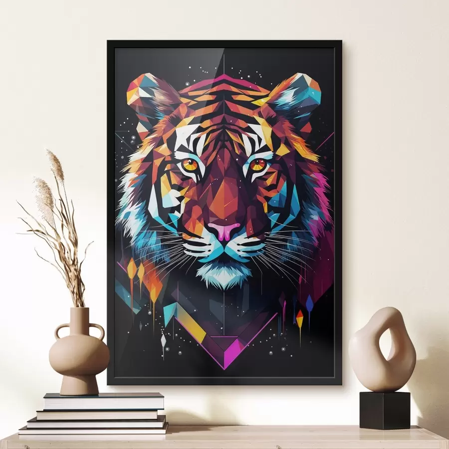 carta da parati Tigre colorata con baffi bianchi nr. f36666