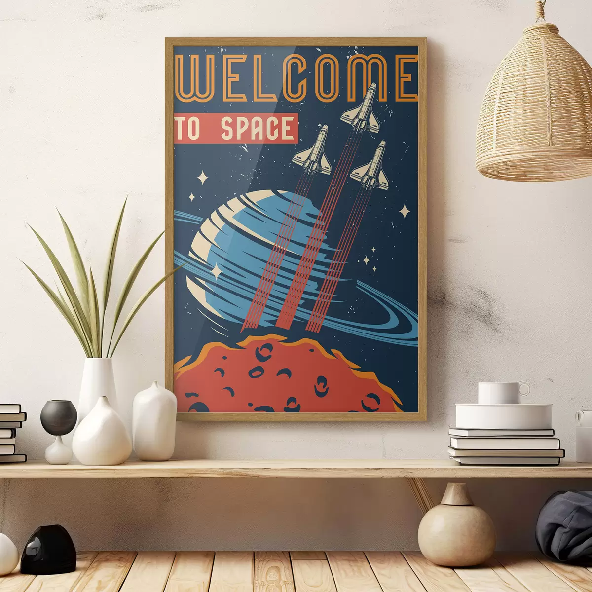 Poster Poster con navette spaziali che volano nel cielo f36832