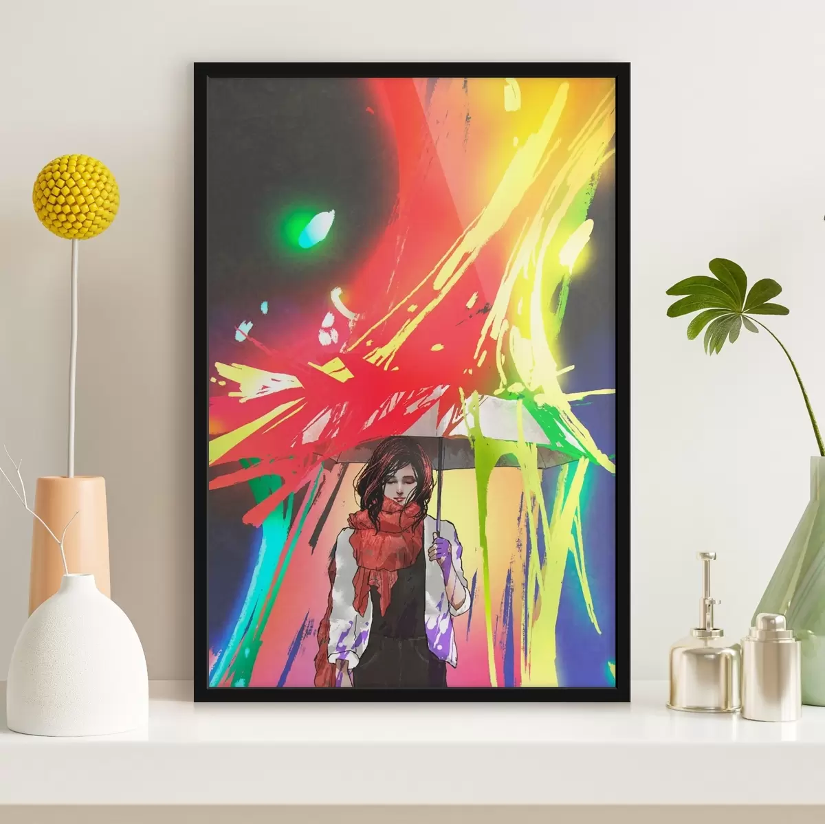 Poster Donna con ombrello in mano f37089