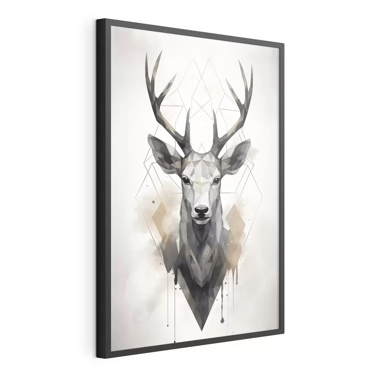 Poster Cervo con corna e motivo geometrico f37256