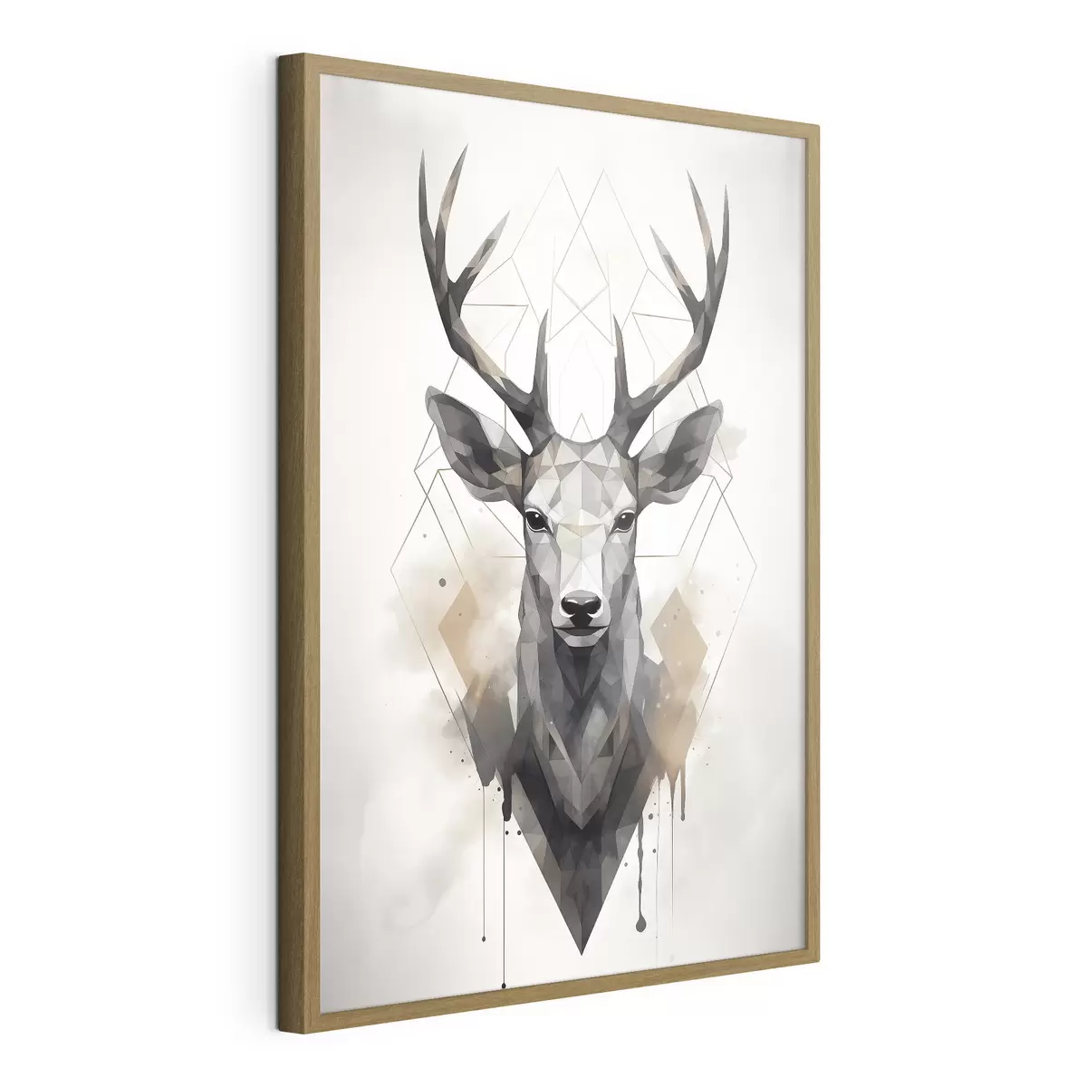 Poster Cervo con corna e motivo geometrico f37256