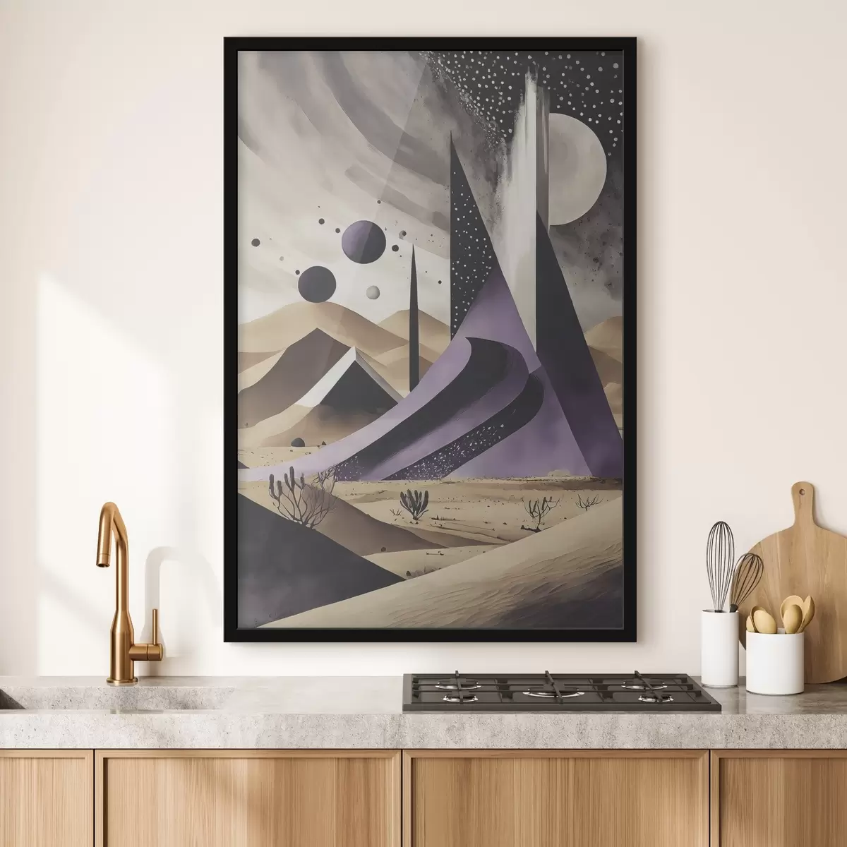 Poster Paesaggio desertico bianco e viola f37359