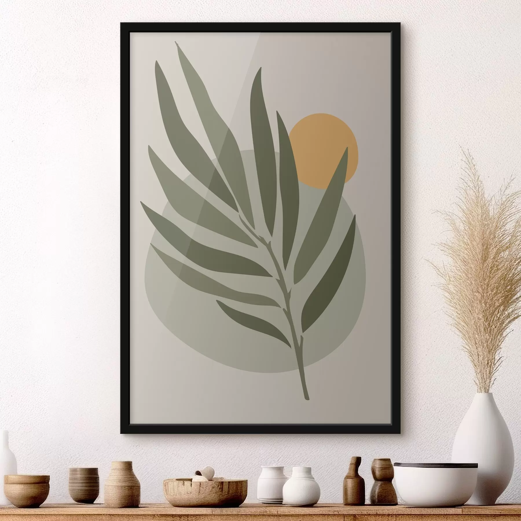 carta da parati Foglia verde con cerchio giallo nr. f37442